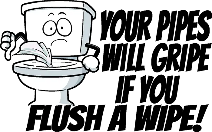 Pipes will grip if you flush a wipe